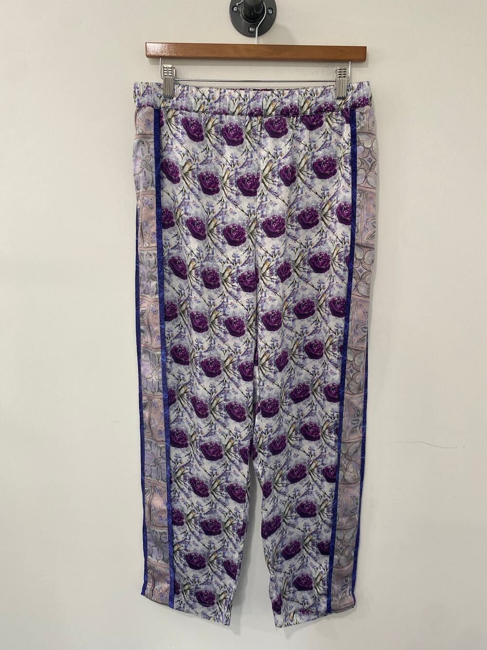 Stevie Howell Silk Floral Print Pants Purple Size M